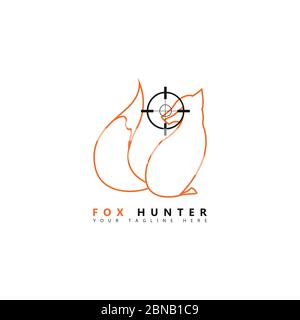 Dies ist ein Bild des Fuchses daneben, das ein Schrotflintenschuss ist. Dieses Logo ist gut für Fuchsjagd Organisationen oder Gruppen. Stock Vektor