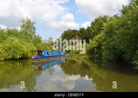 Narrowboat auf dem Fluss in Abingdon, Oxfordshire, Großbritannien Stockfoto