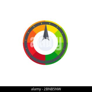 Bunte Auswahl, Regler, Tacho-Logo. Logo für Kraftstoff- und Benzinanzeige. Verschmutzung, Strahlenschutzzeichen. Symbol für Temperatur, Temperatursensor Stock Vektor