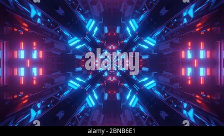 Illustration eines abstrakten Hintergrund mit geometrischen Formen und bunt Neonlichter Stockfoto