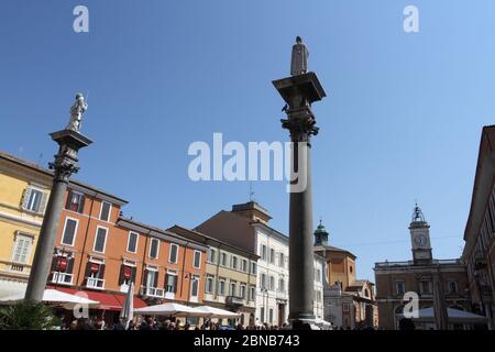 Ravenna, Italien - 22. April 2017: Blick auf die Piazza del Popolo Stockfoto