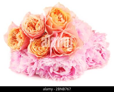 rosen und rosa Pfingstrose Stockfoto