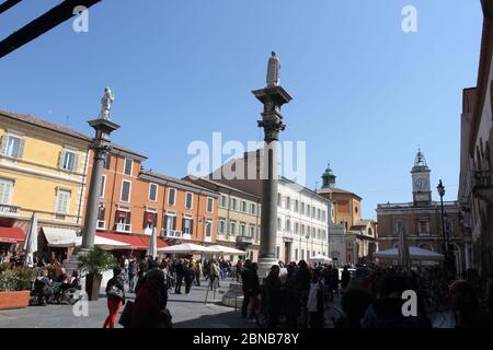 Ravenna, Italien - 22. April 2017: Blick auf die Piazza del Popolo Stockfoto