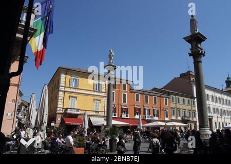 Ravenna, Italien - 22. April 2017: Blick auf die Piazza del Popolo Stockfoto