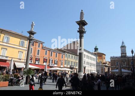 Ravenna, Italien - 22. April 2017: Blick auf die Piazza del Popolo Stockfoto