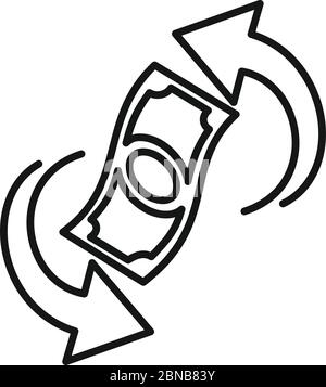 Symbol „Geld zurückzahlen“. Outline konvertieren Geld Cash-Back-Vektor-Symbol für Web-Design isoliert auf weißem Hintergrund Stock Vektor