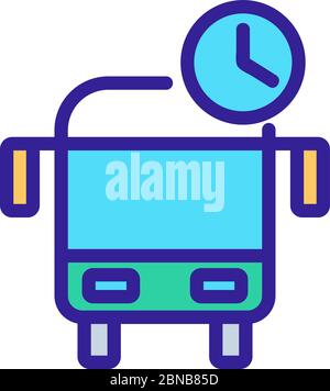 Verbleib Zeit in Bus-Symbol Vektor-Kontur Illustration Stock Vektor