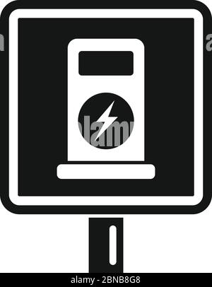 Straßenschild Ladestation Symbol. Einfache Illustration von Verkehrszeichen Ladestation Vektor-Symbol für Web-Design isoliert auf weißem Hintergrund Stock Vektor