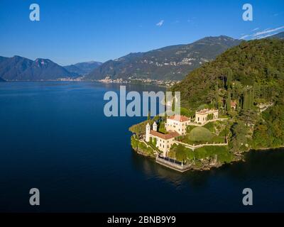 Villa del Balbianello (1787) - Lavedo - Lenno - Comer See (IT) - Panoramaansicht Stockfoto