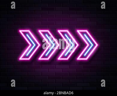 Futuristische Sci Fi Modern Neon Pink Glowing Arrows Rahmen für Banner auf Dark Empty Grunge Beton Backstein Hintergrund. Stock Vektor