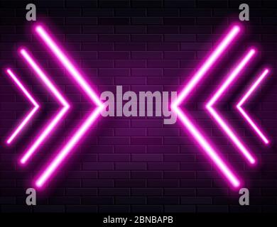 Futuristische Sci Fi Modern Neon Pink Glowing Arrows Rahmen für Banner auf Dark Empty Grunge Beton Backstein Hintergrund. Stock Vektor