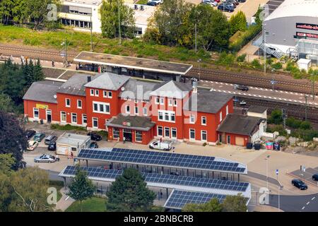 Bahnhof Schwelm, Bahnhofplatz, 14.08.2019, Luftbild, Deutschland, Nordrhein-Westfalen, Ruhrgebiet, Schwelm Stockfoto