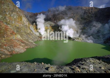 White Island warme Quellen, Luftaufnahme, Neuseeland, Nordinsel, Weiße Insel Stockfoto