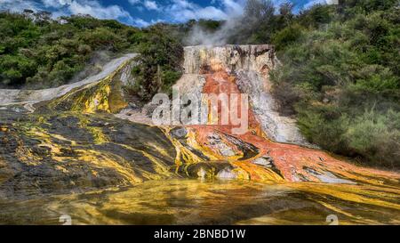 Geothermiegebiet Orakei Korako, Neuseeland, Nordinsel, Taupoi Stockfoto