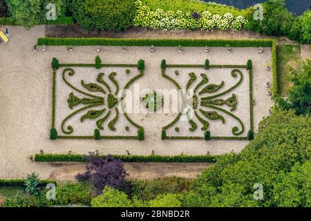 Französischer Formgarten am Schlossgarten Anholt, 08/01/2019, Luftaufnahme, Deutschland, Nordrhein-Westfalen, Niederrhein, Isselburg Stockfoto