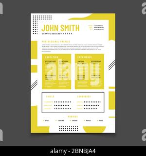 CV-Design. BerufsreLebenslauf mit Geschäftsdetails. Lehrplan und beste Job Lebenslauf Vektor-Infografik Mockup. Illustration des lebenslauf Formular für hr, Papier-Anwendung Stock Vektor