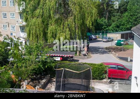 News: Trial Bike. Terrorisierende Nachbarschaft während Covid-19 wird von der Polizei konfisziert. Scotland Wood Road, Leeds 17 Stockfoto