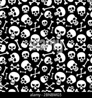 Knochen und Schädel nahtlose Muster Hintergrund für Mode, halloween, Piraterie. Vektorgrafik Stock Vektor