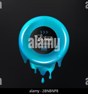 Trendige geometrische Formen mit dem frischen Aqua Liquid Donut. Hell und modern für Ihr Branding. Stock Vektor