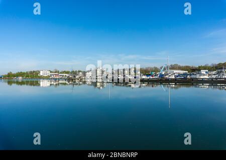 Die Marina Rünthe am Datteln-Hamm-Kanal in Bergkamen, Nordrhein-Westfalen, Deutschland, Europa Stockfoto