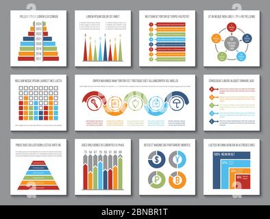 Datengrafiken. Analyse-Balken- und Budgetdiagramm, Visualisierungsdiagramme und Statistikhistogramm. Präsentation Infografik Vektor Vorlage. Diagramm- und Diagramminformationen, Darstellung statistischer Diagrammdaten Stock Vektor