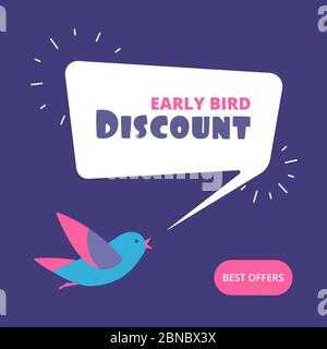 Frühbucherrabatt. Sonderangebot - Banner. Early Birds Vektor-Einzelhandelskonzept. Rabatt Promotion Verkauf, Banner Werbung Poster Illustration Stock Vektor