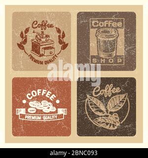 Coffee Shop Vintage Banner Vorlage der Sammlung. Retro-Vektorgrafik Stock Vektor