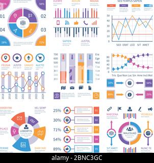 Infografiken. Ablaufinfograph, Prozessdiagramm Zeitleiste, Schritt Diagramm Organisation Grafik. Infografik für Präsentationen. Abbildung von Diagramm und Diagramminformationen, Geschäftsdiagramm Stock Vektor