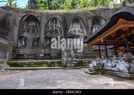 Pura Gunung Kawi Tempel in der Provinz Ubud, Bali der Gunung Kawi Tempel ist aus geschnitztem Stein Stockfoto