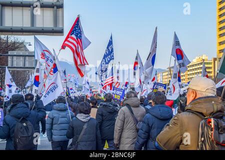 Seoul,Südkorea 1/11/2020 Gwanghwamun Plaza Südkorea: Proteste in Seoul Januar 11 Stockfoto