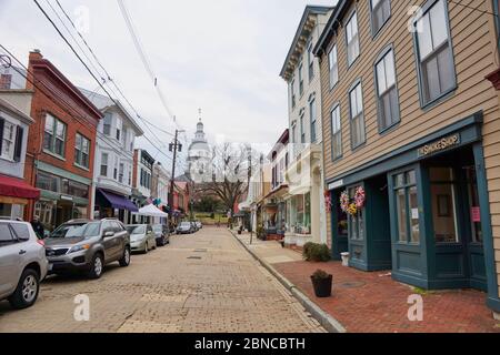 Annapolis USA - 17. März 2015 - Downtown Annapolis in Maryland USA Stockfoto