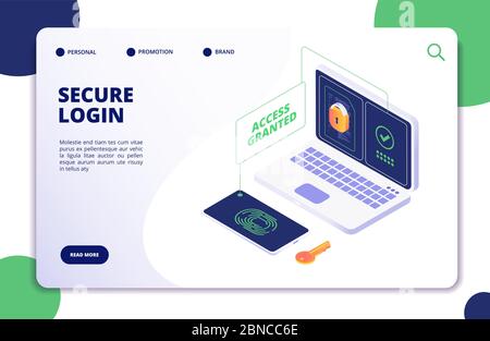 Authentifizierung und Autorisierung. Duo Internet-Identität, Sicherheit Multi-Passwort. Authentisches isometrisches 3d-Vektorkonzept. Abbildung des Sicherheitskennworts für die Verifizierung Stock Vektor