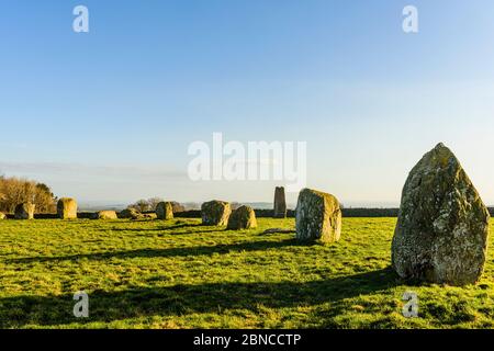 Lange Meg und ihre Töchter Kreis einen Stein in der Nähe von wenig Salkeld Cumbria Stockfoto