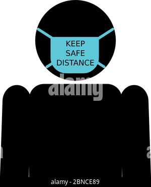 Nahaufnahme Mann Silhouette trägt Gesicht chirurgische Maske Symbol flach vektor isoliert Stock Vektor