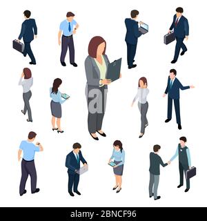 3D isometrische Business People Vektor des Sets. Business isometrische Mann und Frau Illustration Stock Vektor