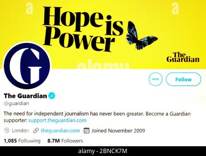 Twitter-Seite (Mai 2020) : The Guardian Stockfoto