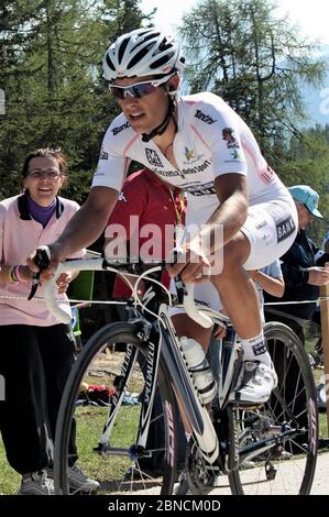 Richie Porte de Saxo Bank während der Tour d'Italie San Vigilio di Enneberg – Plan de Corones (12.9 km) am 25. Mai 2010 in Plan de Corones ,Italie - Foto Laurent Lairys / DPPI Stockfoto
