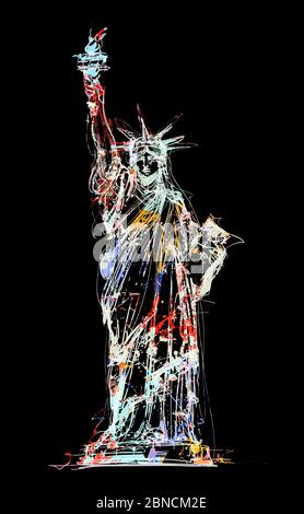 Freiheitsstatue, New York, USA - Vektorgrafik (ideal zum Bedrucken von Stoff oder Papier, Poster oder Tapeten, Hausdekoration) Stock Vektor