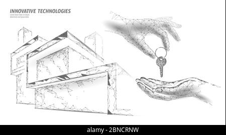 Neubau Viertel Wohnanlage. Schlüssel für die Haustüre des Verkäufers. Finanzierung Vereinbarung Verkauf Immobilien Wohnung Home Zugang. Verkaufen Sie Ihren eigenen Familienkunden Stock Vektor
