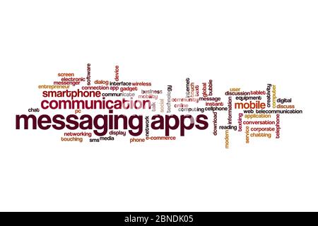 Messaging-Apps Cloud-Konzept auf weißem Hintergrund Stockfoto