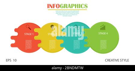 Infografiken. Stock Vektor Vorlage von vier Stufen. Für Web-Seiten-Design, Diagramme, Grafiken, Business-Plan und Finanzen, Berichterstattung und visuelle Hilfe. Flacher des Stock Vektor