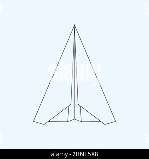 Symbol für flache Papierebene auf hellblauem Hintergrund isoliert. Kontur Symbol eines papercraft Origami Flugzeug. Vektor eps8 lineare Abbildung. Stock Vektor