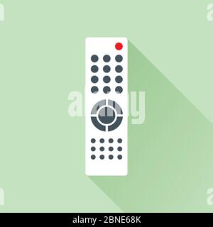Fernbedienung für TV oder Media Center. Flaches Symbol mit langem Schatten-Effekt. Symbol für Infrarot-Controller. Vektor eps8 Abbildung. Stock Vektor