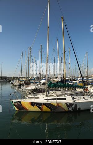 Funchal, Madeira, Portugal - September 2017: Yachten im Hafen von Funchal Stockfoto