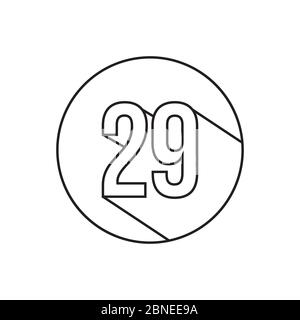 29 Zahlenlinien Symbol Vektor isoliert auf weißem Hintergrund Stock Vektor