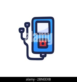 Das Symbol des Musik-Players ist handgezeichnet in Cartoon Doodle Stil. Vektorsymbol des Musik-Players Stock Vektor