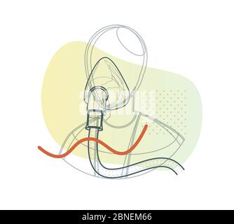 Novel Coronavirus - Unterstützung für nicht invasive Beatmung - Symbol als EPS 10-Datei Stock Vektor