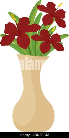 Isolierte Blumen in einer Vase Stock Vektor