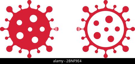 Gefüllte und umrissene rote Symbole Vuhan Coronavirus Covid-19 auf weißem Hintergrund. Stock Vektor