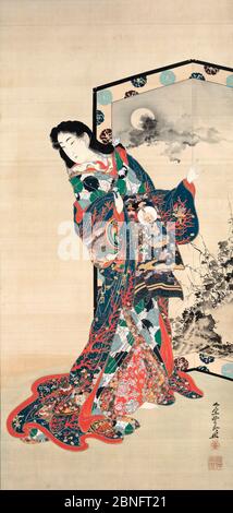 Höllenkurtisane von Kawanabe Kyosai, 1800er, Japanische Kunst Stockfoto